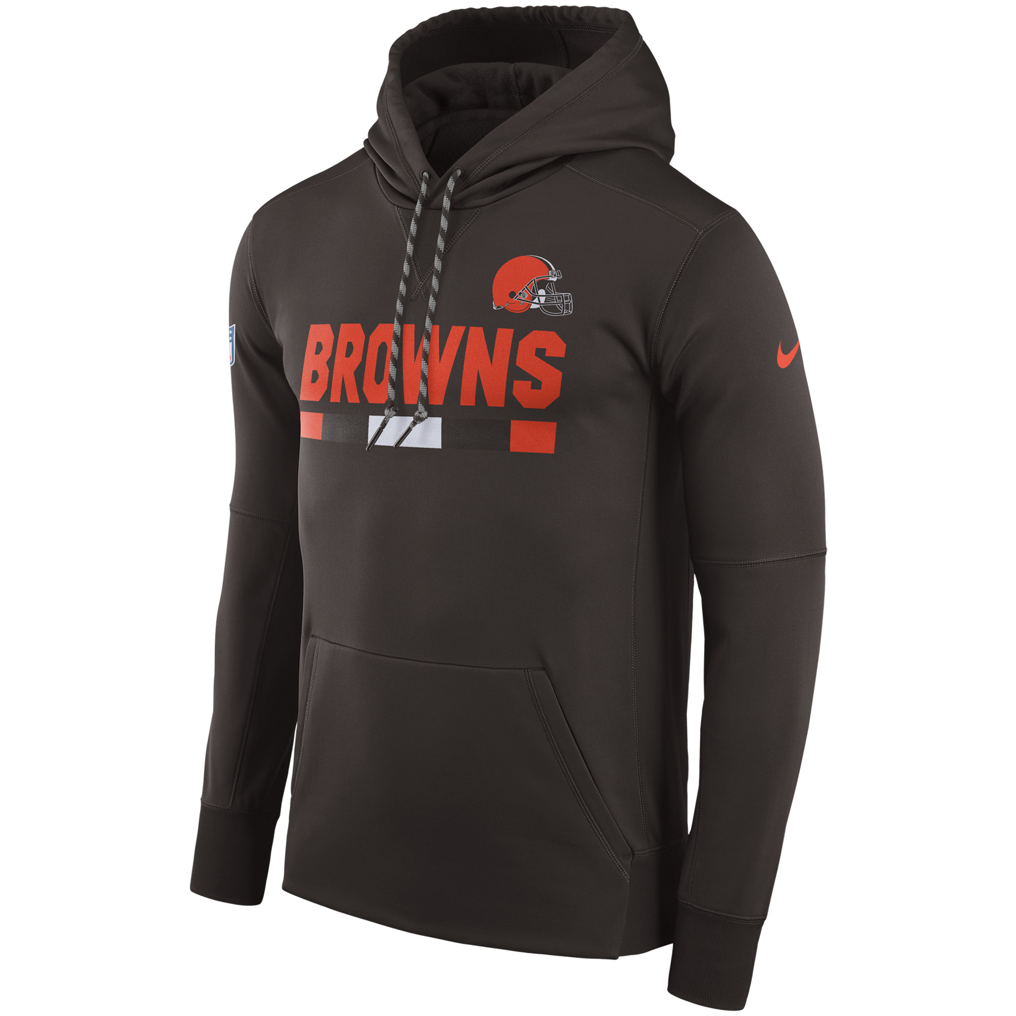 NFL Men Cleveland Browns Nike Brown Sideline ThermaFit Performance PO Hoodie->green bay packers->NFL Jersey
